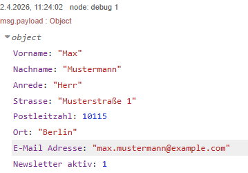 Ausgabe eines Datensatzes aus der Loop