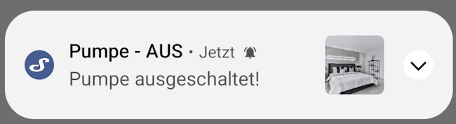 Benachrichtigung beim ausschalten der Pumpe aufs Handy