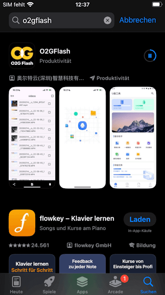 Installieren - iOS App O2G Flash aus dem AppStore - Step 3