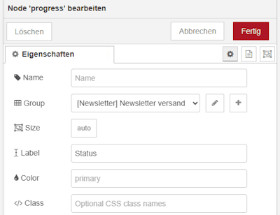 Konfiguration der Progress Node