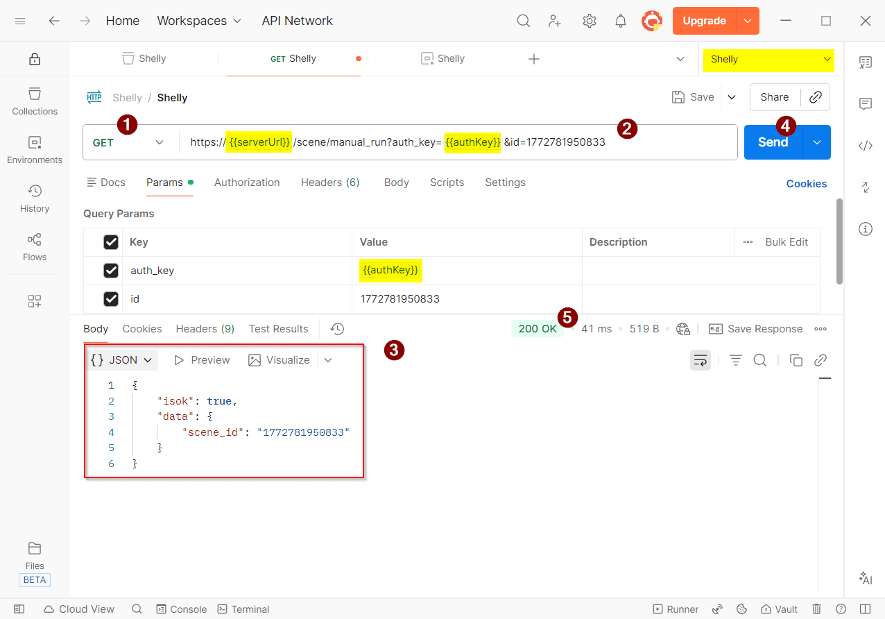 Postman - HTTP GET Request zum manuellen starten einer Szene