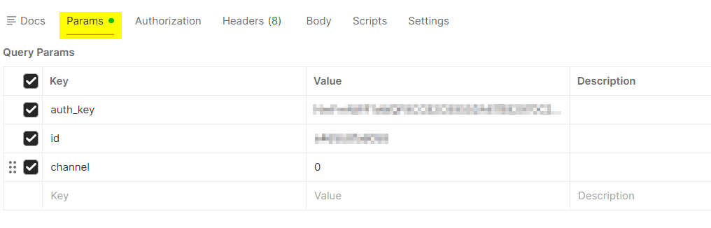 Postman - Reiter Params für die Angabe von Parameter
