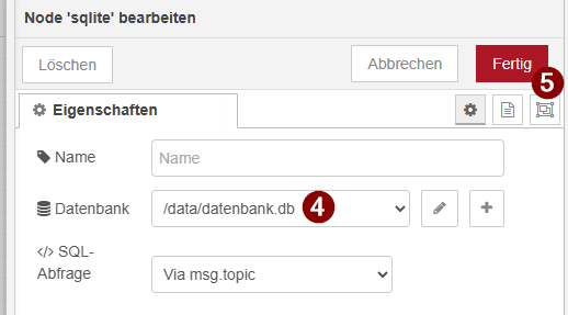 SQLite Node - Datenbank anbinden - Step 3