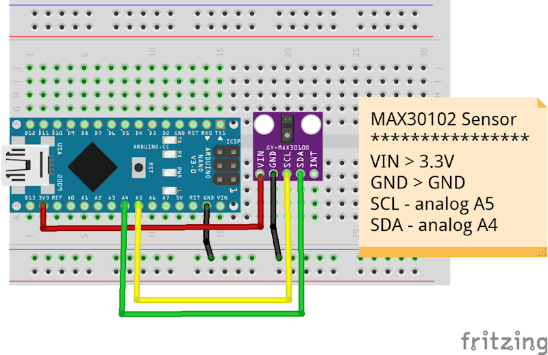 Schaltung - MAX30102 Sensor am Arduino