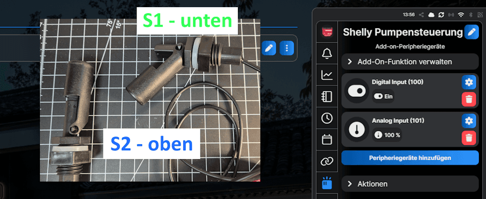 Schwimmschalter - Status am AddOn - EIN