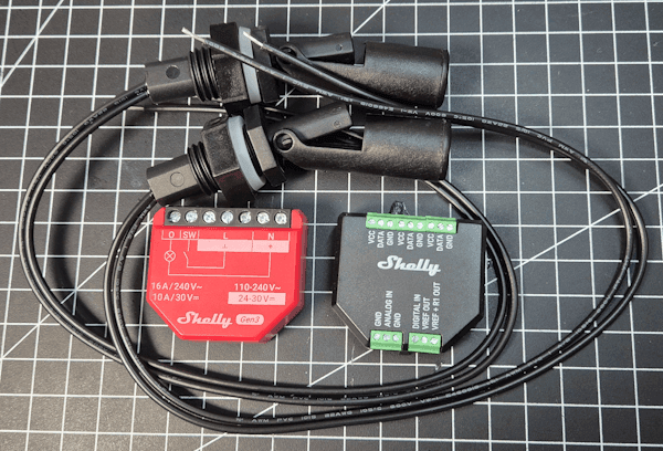 Schwimmschalter und Shelly Plus 1PM Gen3 inkl AddOn