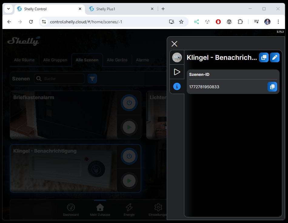 Shelly Controll - ID der Szene ermitteln