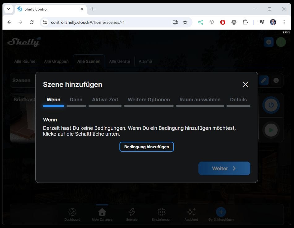 Shelly Controll - Szene für Klingel erstellen - Step 02