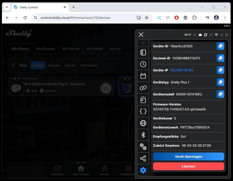 Shelly Controll - Webfrontend öffnen und Skript erstellen - Step 01