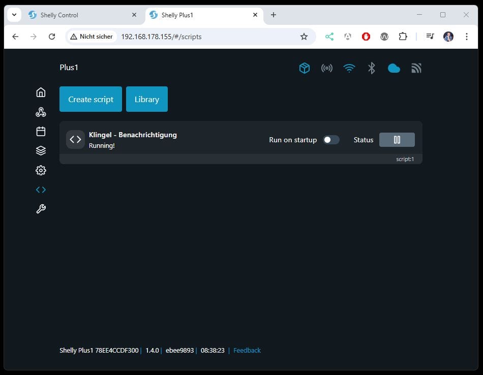 Shelly Controll - Webfrontend öffnen und Skript erstellen - Step 03
