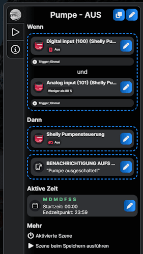 Shelly Szene zum automatischen steuern einer Pumpe - AUS