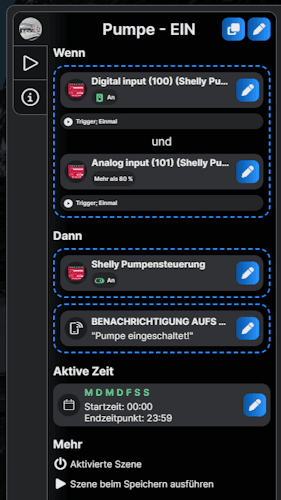Shelly Szene zum automatischen steuern einer Pumpe - EIN