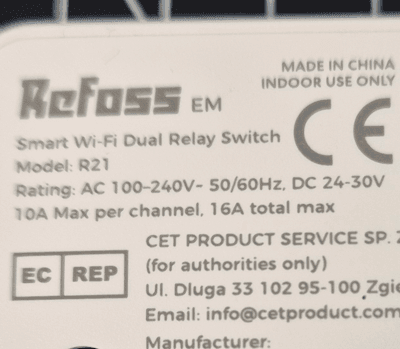 Technische Daten des Refoss R21 auf dem Gerät