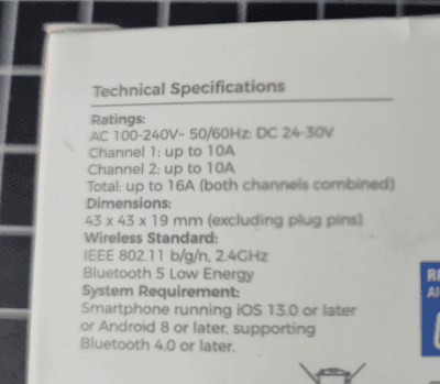 Technische Daten des Refoss R21 auf der Verpackung