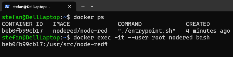 Zugriff auf den Docker Container via bash mit root Rechte