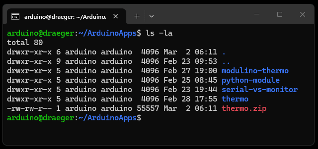 komprimierter Projektordner