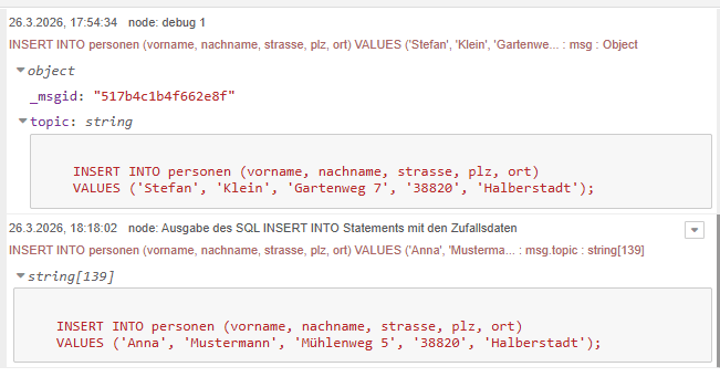 zufällige Daten erzeugt mit der Function Node