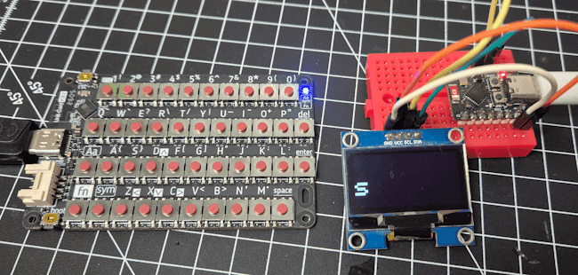Aufbau - M5Stack CardKB2 via ESP-NOW am ESP32-C3 Super Mini mit OLED Display