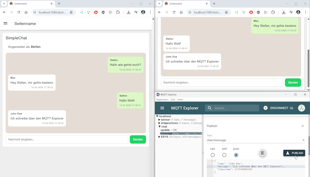 Chatnachrichten vom MQTT Explorer als JSON