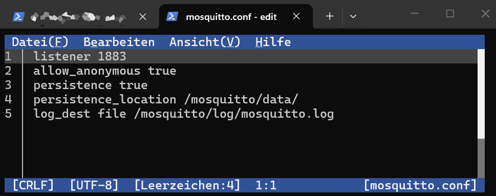 Editor - mosquitto.conf