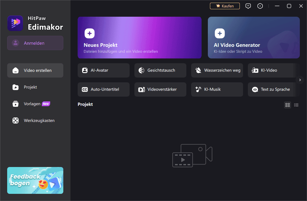 Hitpaw Edimakor - Startbildschirm