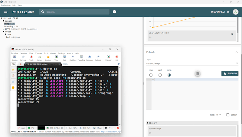 MQTT Explorer - publish auf ein topic