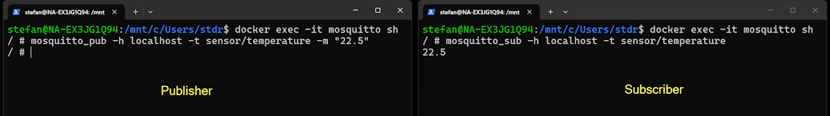 Mosquitto MQTT Broker - Beispiel - Temperatur - Publisher und Subscriber