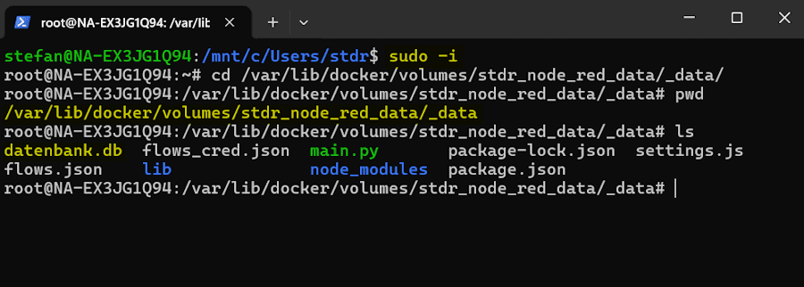 SQLite Datenbank im Docker Container von Node-RED