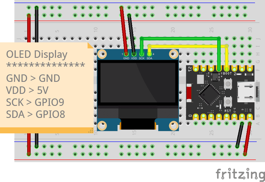 Schaltung - ESP32 mit OLED Display via I2C