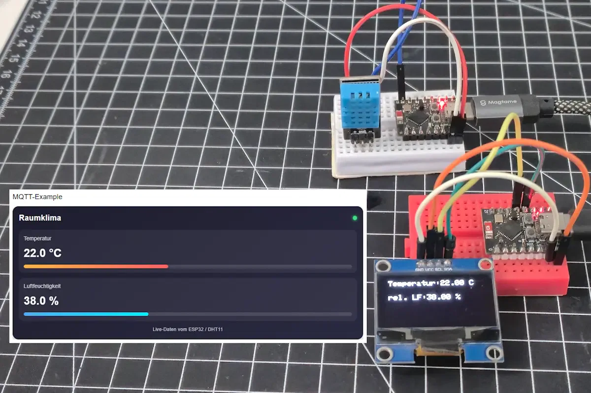 Schaltung - ESP32 publisher - subscriber - Node-RED Dashboard