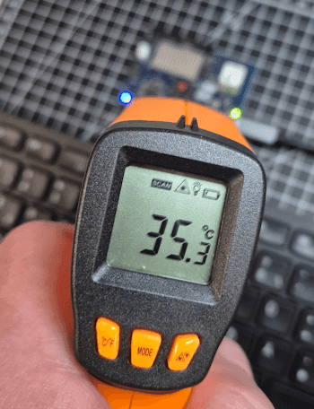 Temperatur Qualcomm CPU auf dem Arduino UNO Q nach ca 15 Minuten