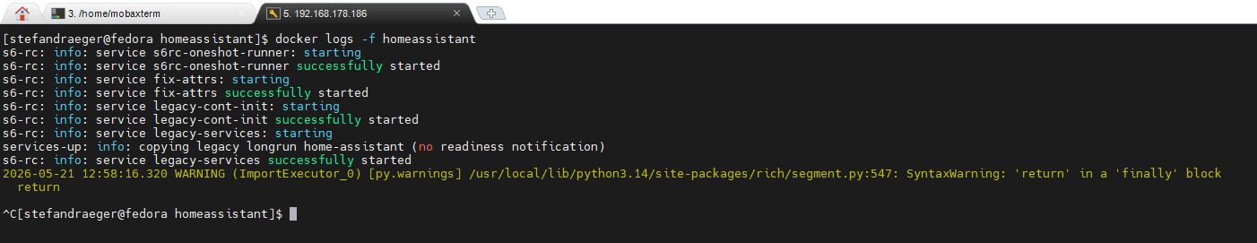 Ausgabe der Logs des Containers