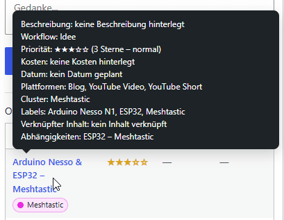 Blog Idea Board im Dashboard - Tooltip mit Informationen #2