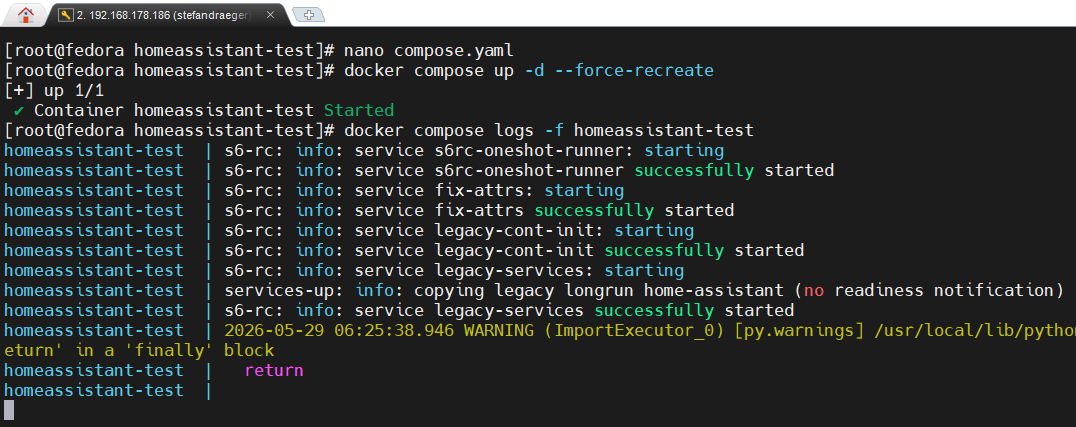 Docker Container nach der Änderung neuerstellen und starten