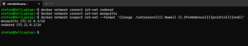 Docker Container zu einem Netzwerk verbunden