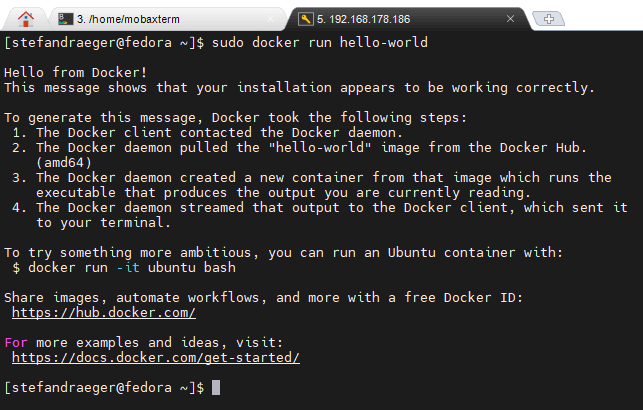 Docker - Hello World Container zum testen