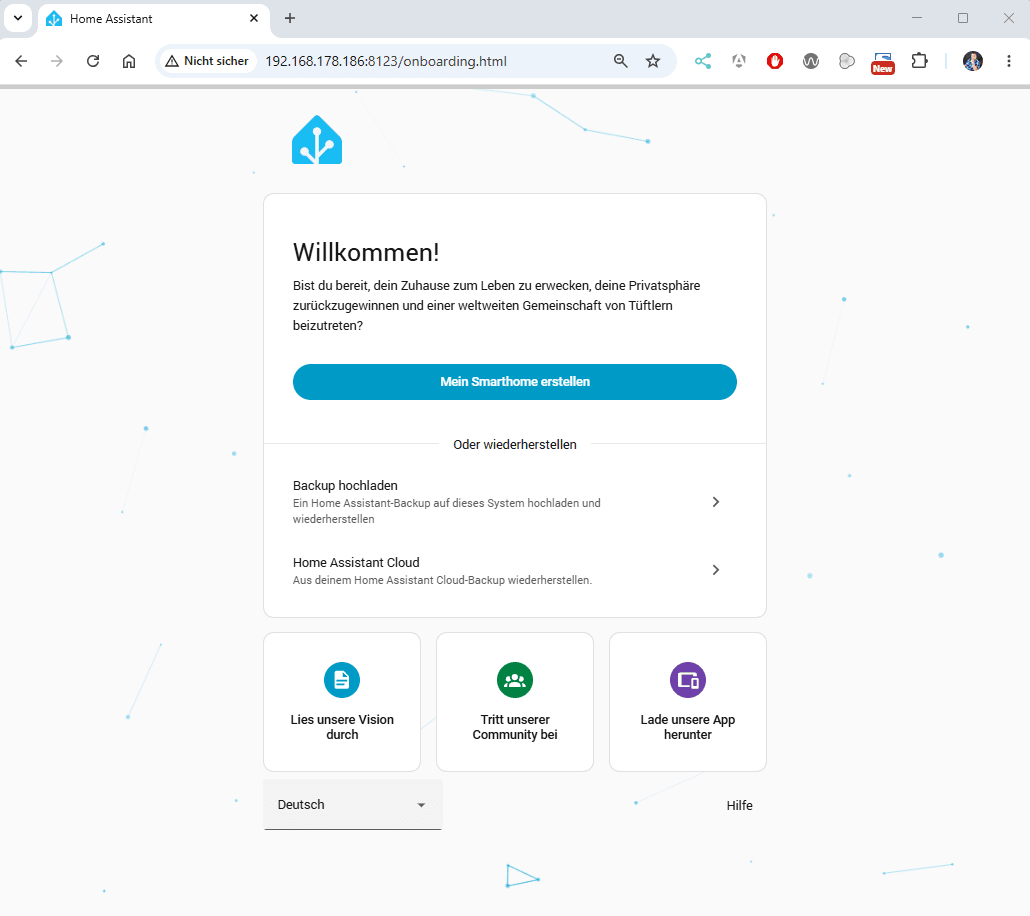 Home Assistant - Einrichten nach dem ersten starten
