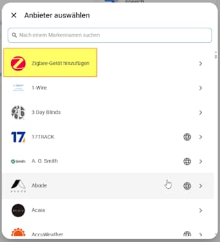 Home Assistant - Zigbee Gerät hinzufügen - Step 1