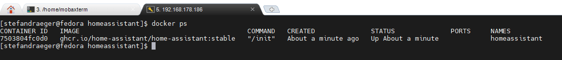 Home Assistant als Docker Container gestartet
