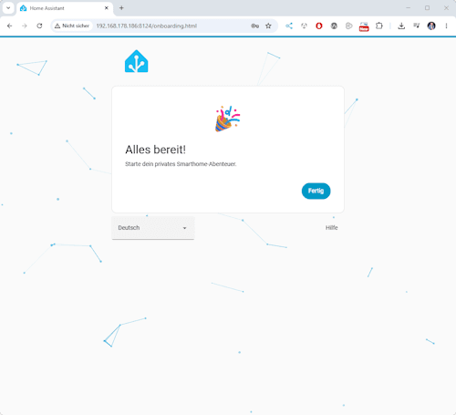 Home Assistant - erster Start - Fertig