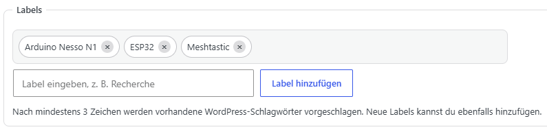 Labels an einer Idee