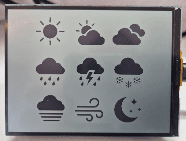 SW Wettersymbole auf dem RLCD Display von Waveshare