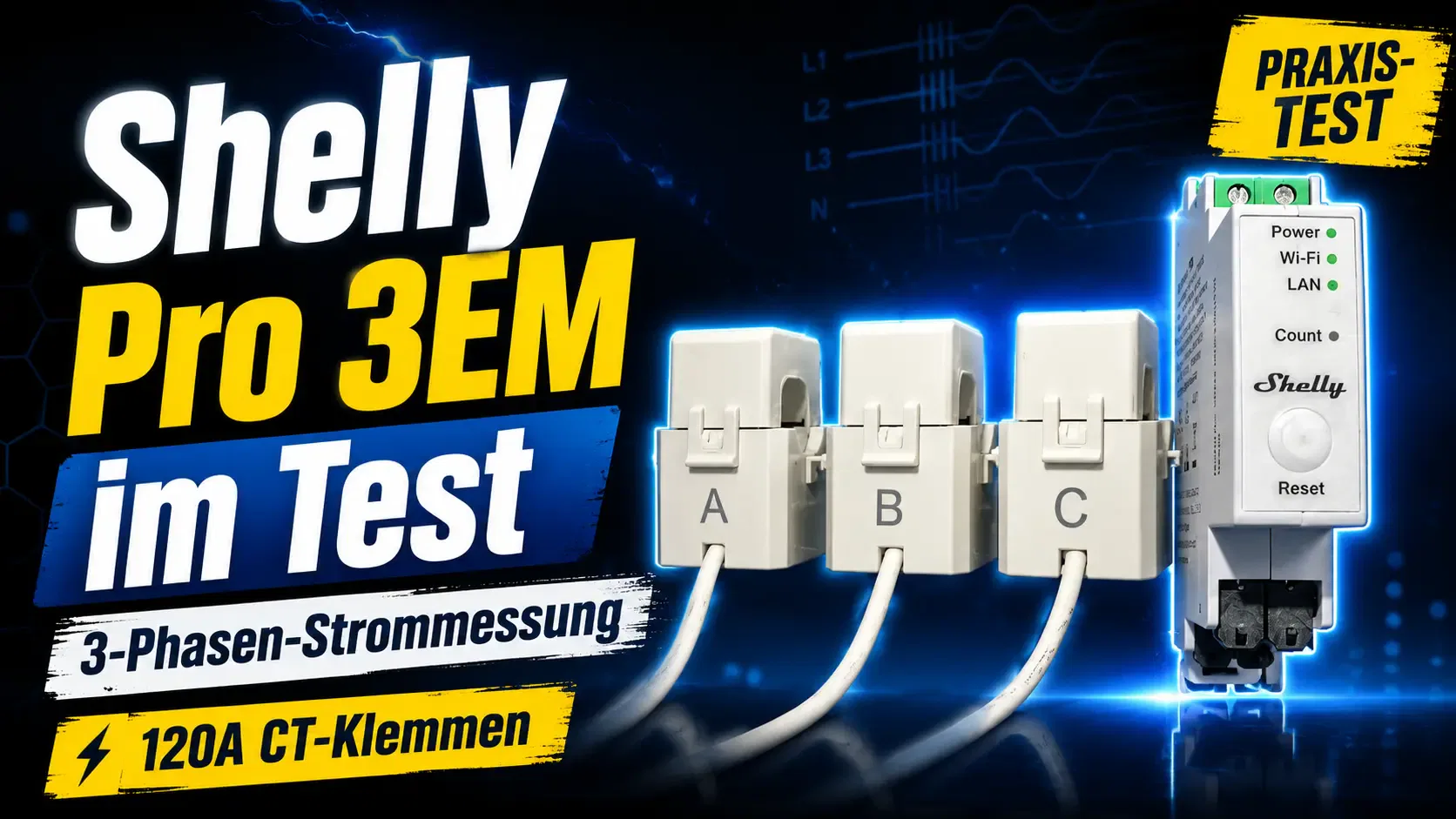Shelly Pro 3EM im Test: 3-Phasen-Strommessung mit 120A CT-Klemmen