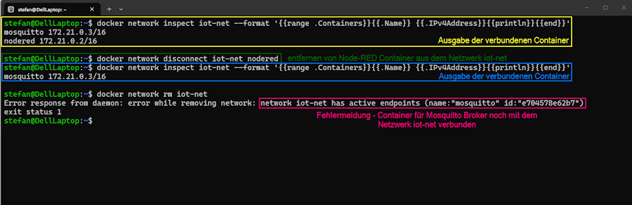 Container aus dem Docker-Netzwerk entfernen