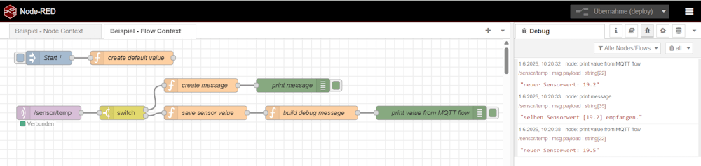 Node-RED - Flow Context Beispiel