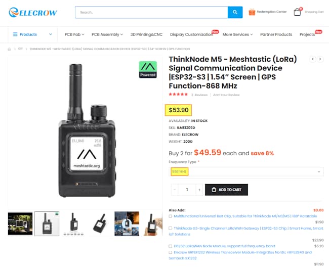 ThinkNode M5 von Elecrow im Onlineshop mit Preis und Frequenzauswahl