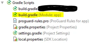 Konfigurationsdatei für die Abhängigkeiten im Android Projekt.