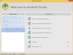 Startfenster des Android Studio's.