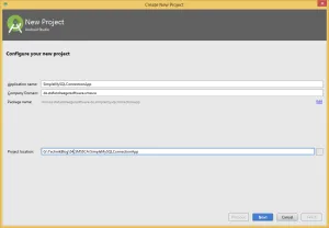 Konfiguration des neuen Projektes.