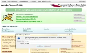 Apache Tomcat, anmelden an die 